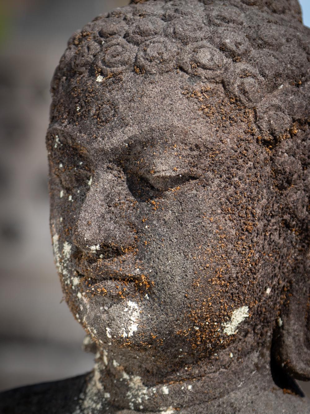 Mid 20th century old lava stone Buddha statue from Indonesia - OriginalBuddhas 9