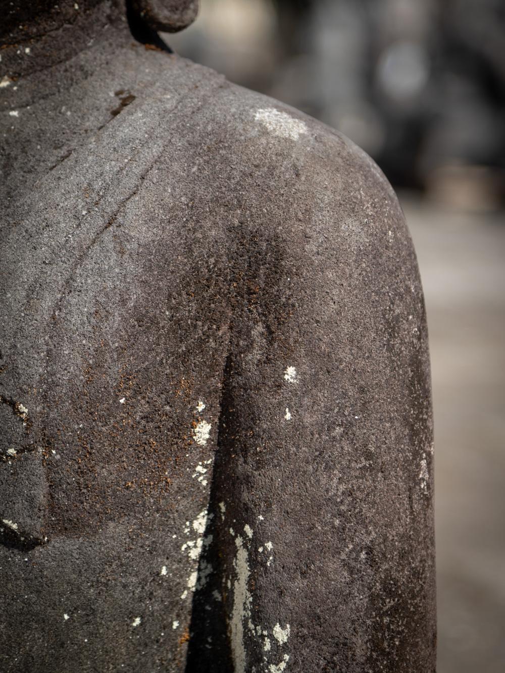 Mid 20th century old lava stone Buddha statue from Indonesia - OriginalBuddhas 11