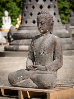 Mid 20th century old lava stone Buddha statue from Indonesia - OriginalBuddhas