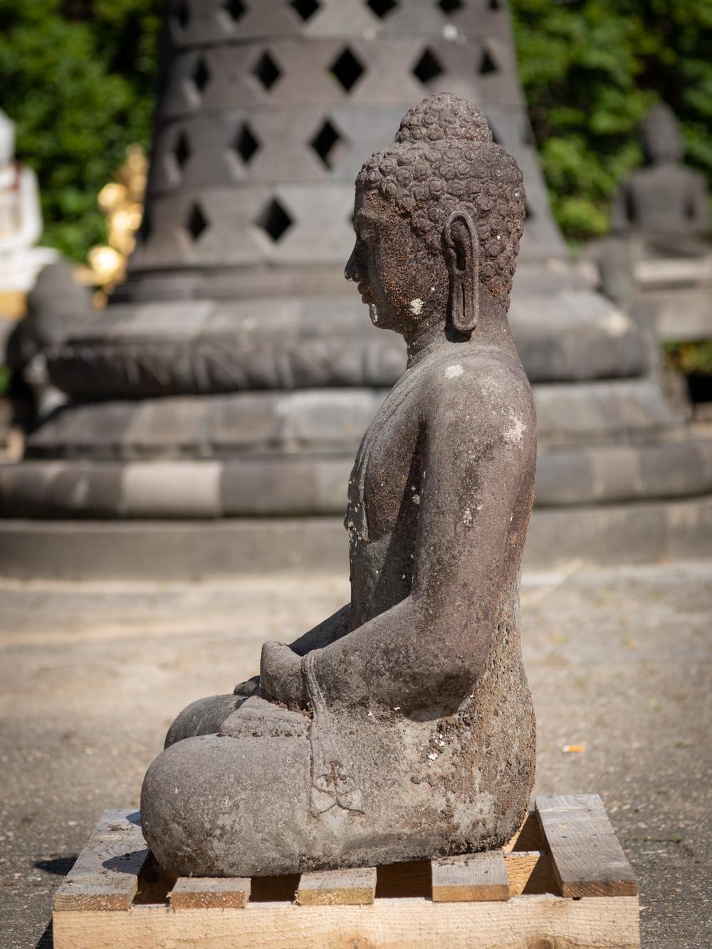 Burmese Mid 20th century old lava stone Buddha statue from Indonesia - OriginalBuddhas