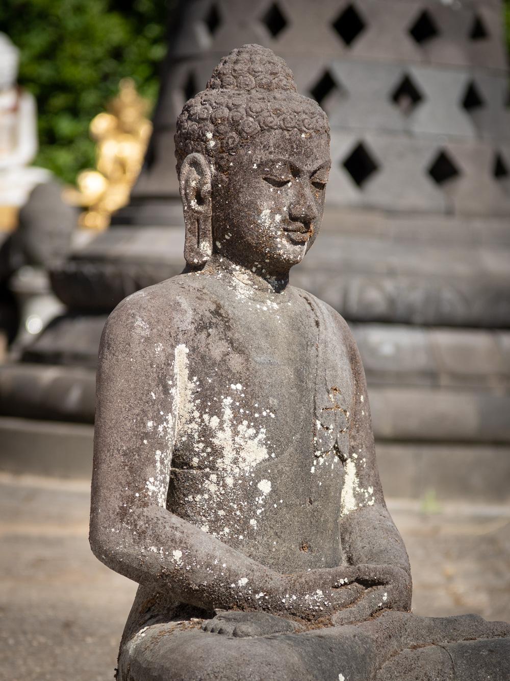 Mid 20th century old lava stone Buddha statue from Indonesia - OriginalBuddhas 1