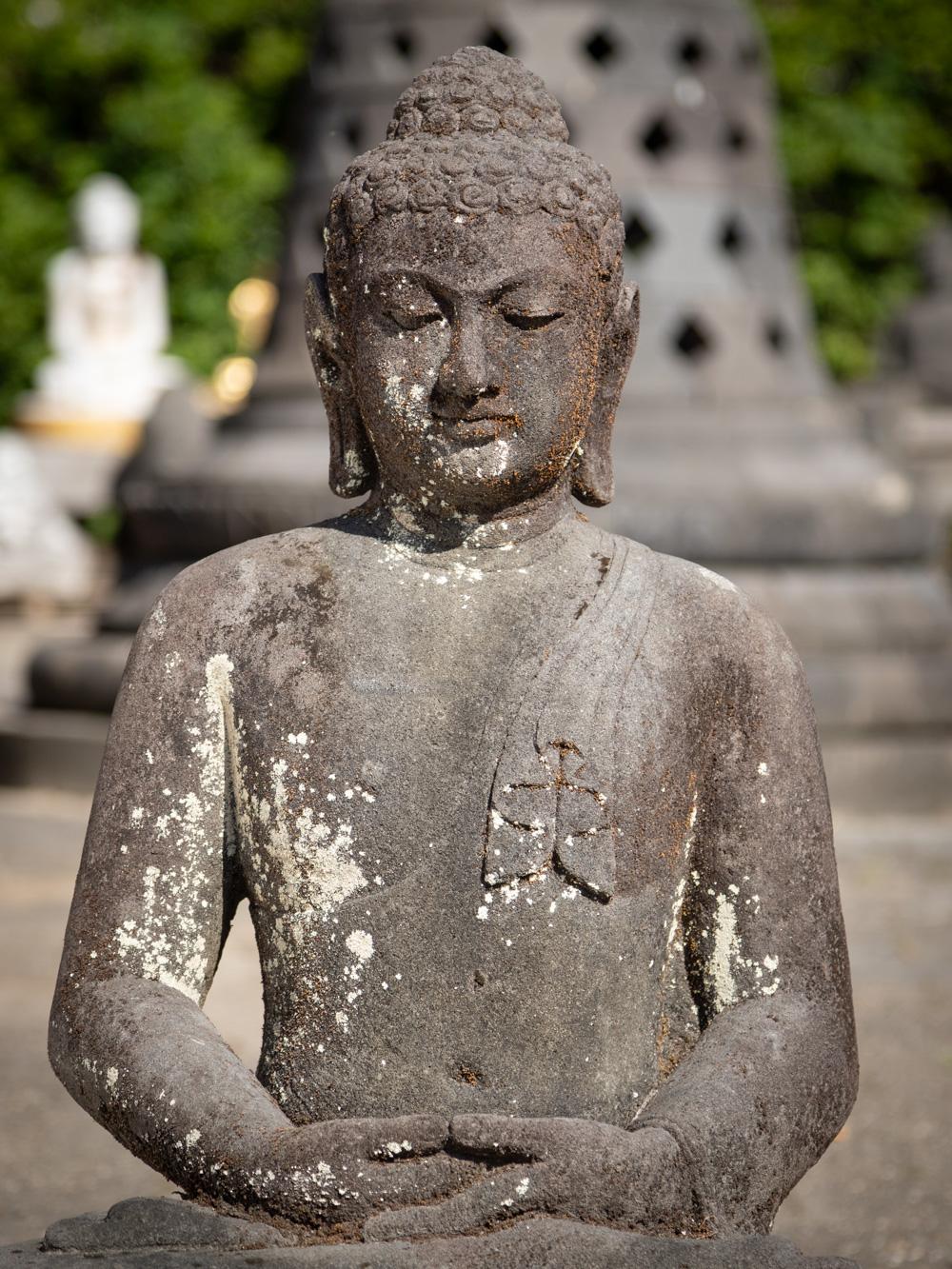Mid 20th century old lava stone Buddha statue from Indonesia - OriginalBuddhas 2