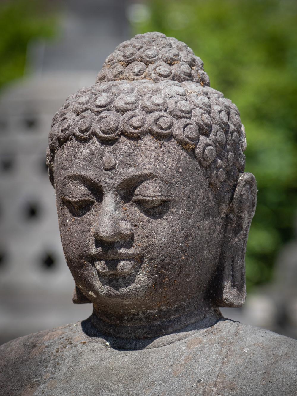 Mid 20th century old lavastone Buddha statue in Dhyana Mudra  OriginalBuddhas 4