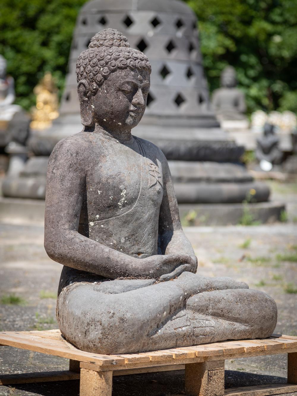 Mid 20th century old lavastone Buddha statue in Dhyana Mudra  OriginalBuddhas 10