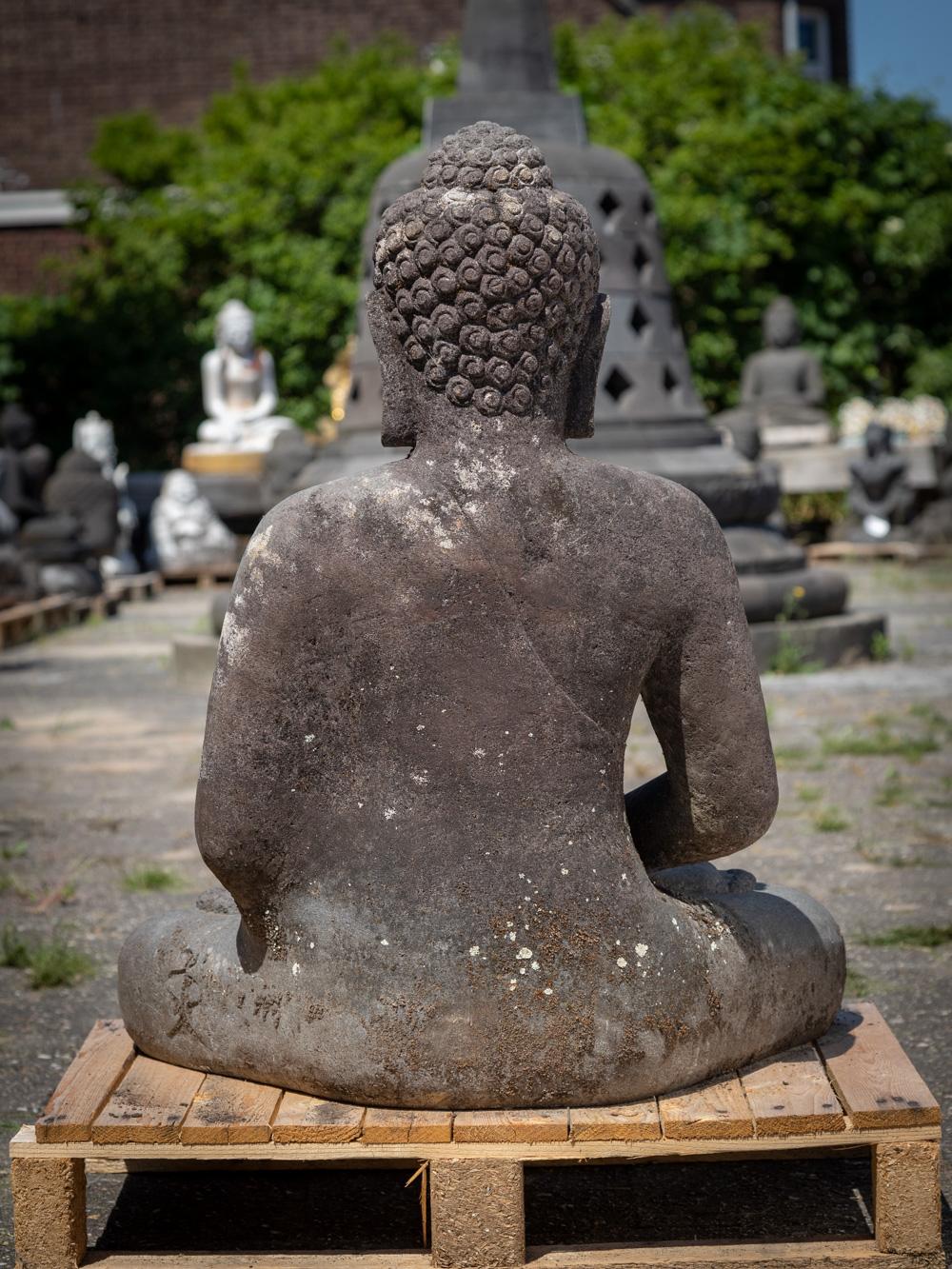 Mid 20th century old lavastone Buddha statue in Dhyana Mudra  OriginalBuddhas 12