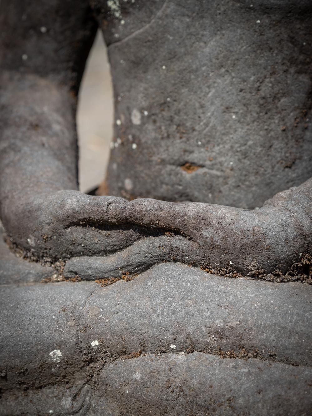 Indonesian Mid 20th century old lavastone Buddha statue in Dhyana Mudra  OriginalBuddhas