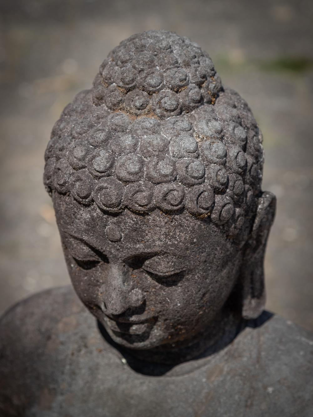 Mid 20th century old lavastone Buddha statue in Dhyana Mudra  OriginalBuddhas 2