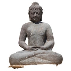 Mid 20th century old lavastone Buddha statue in Dhyana Mudra  OriginalBuddhas