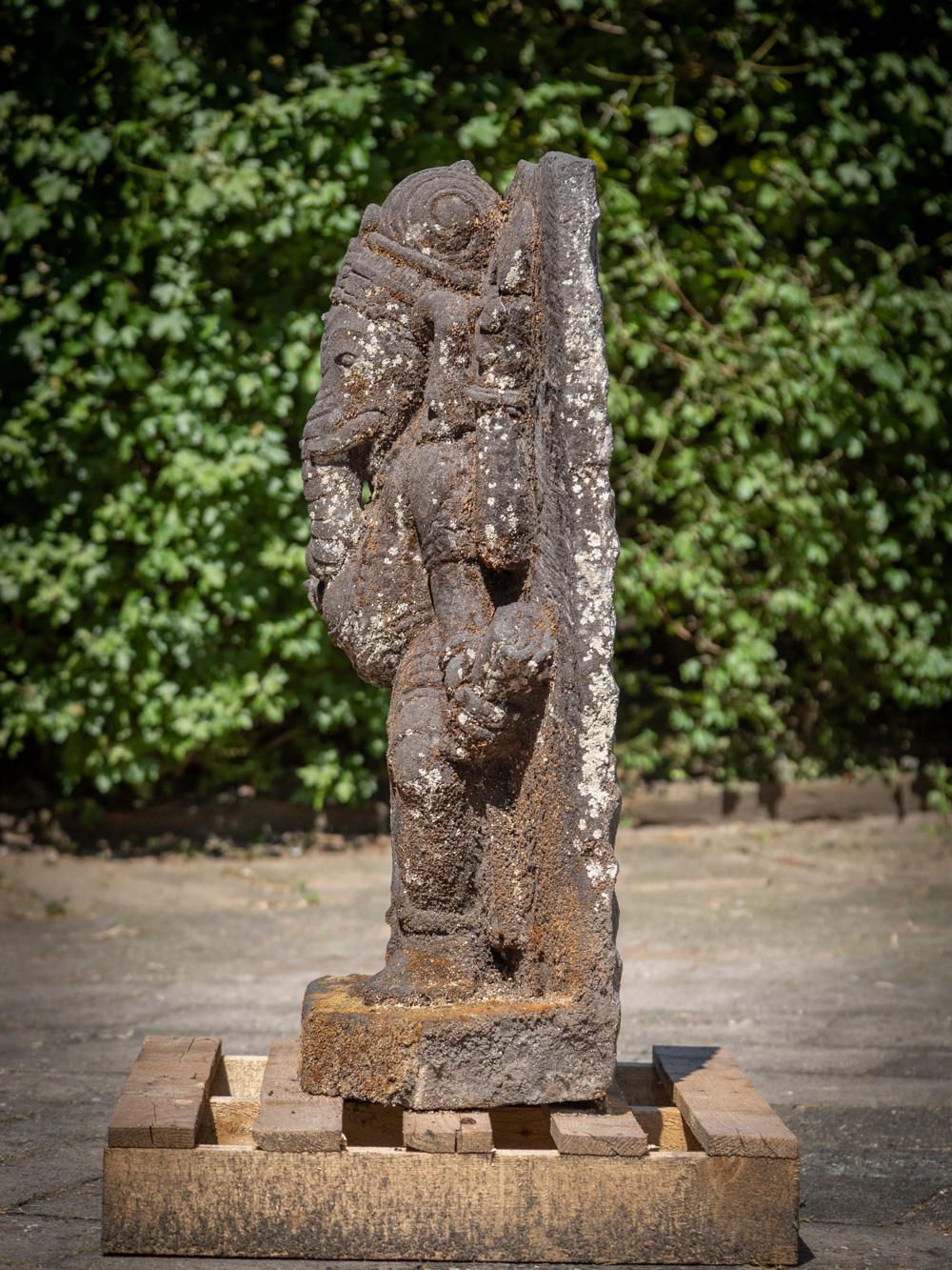 Mid 20th Century Old lavastone Ganesha statue from Indonesia For Sale 13