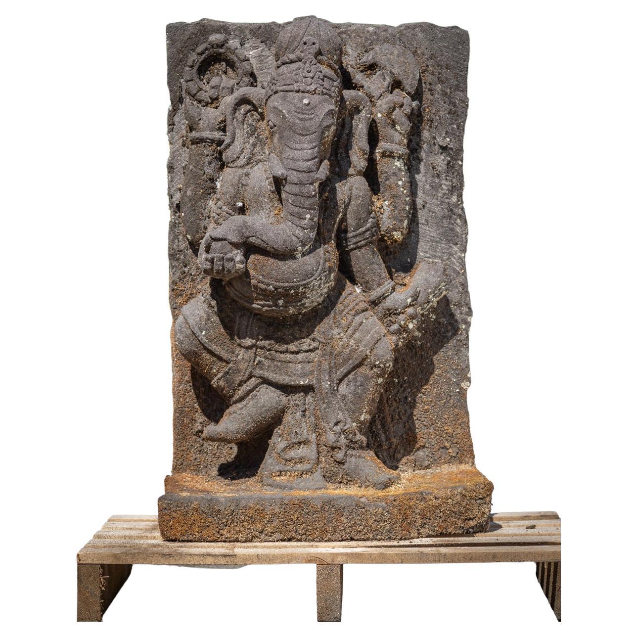 Mid 20th Century Old lavastone Ganesha statue from Indonesia For Sale