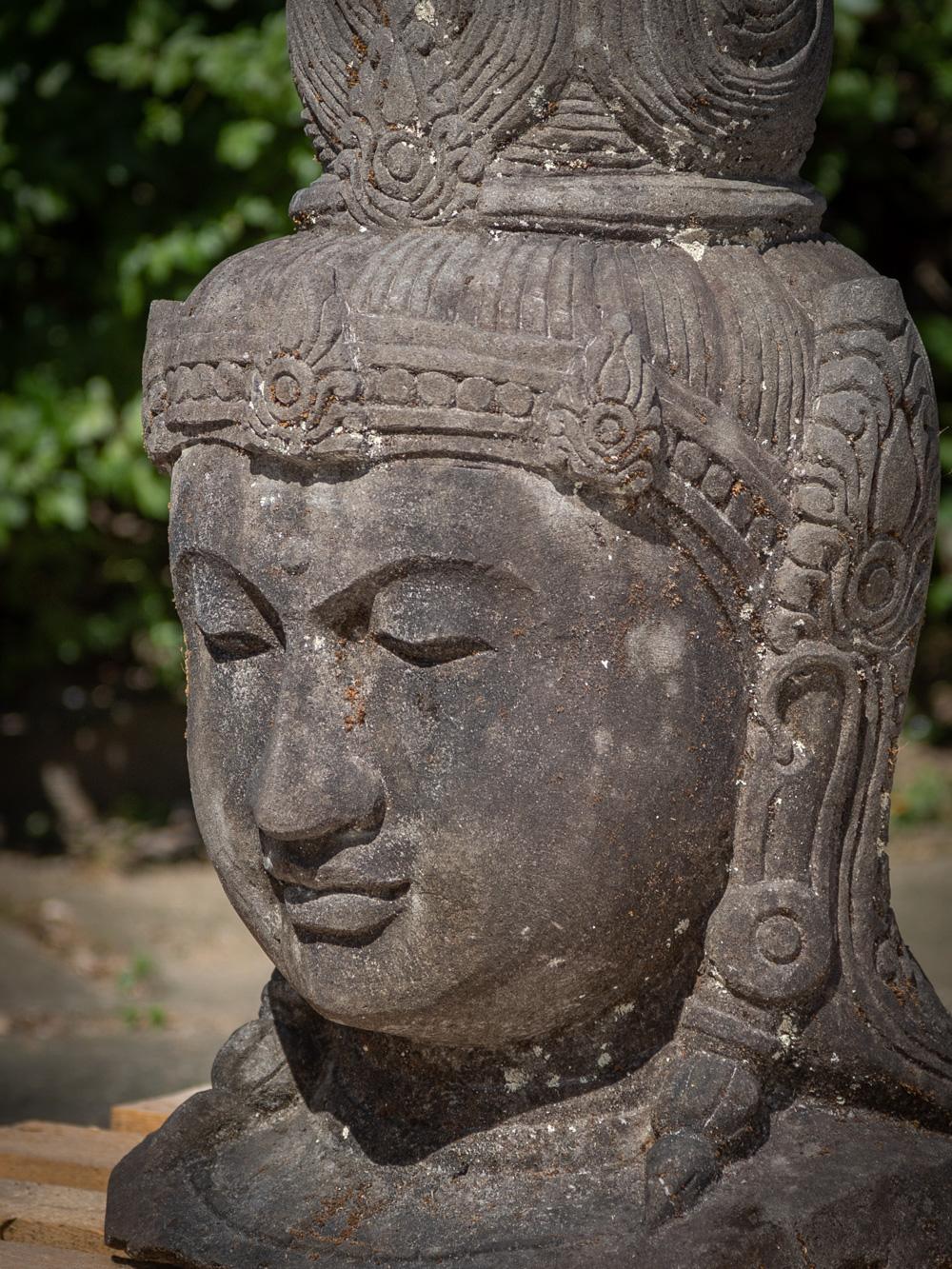Mid 20th Century Old lavastone head of Shiva from Indonesia  OriginalBuddhas 5