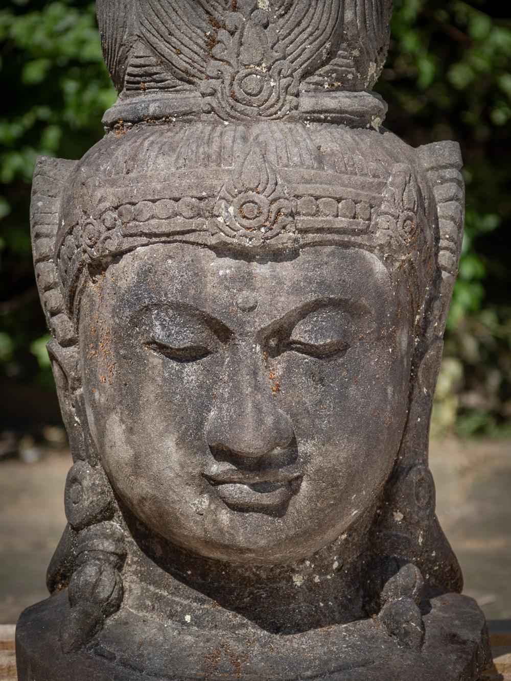 Mid 20th Century Old lavastone head of Shiva from Indonesia  OriginalBuddhas 6