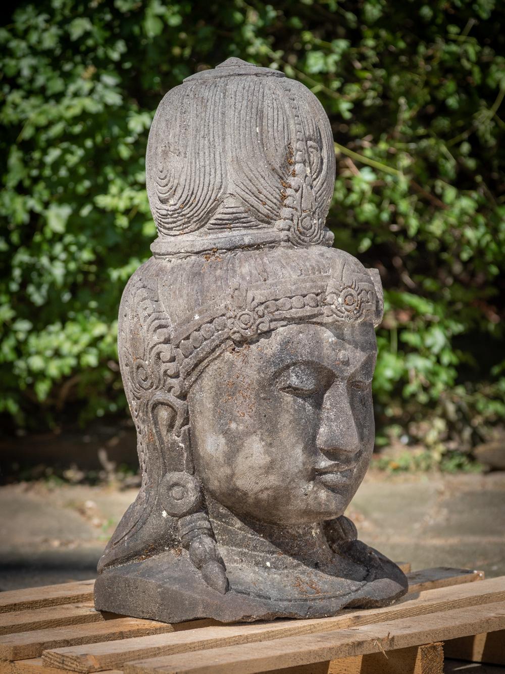 Mid 20th Century Old lavastone head of Shiva from Indonesia  OriginalBuddhas 8