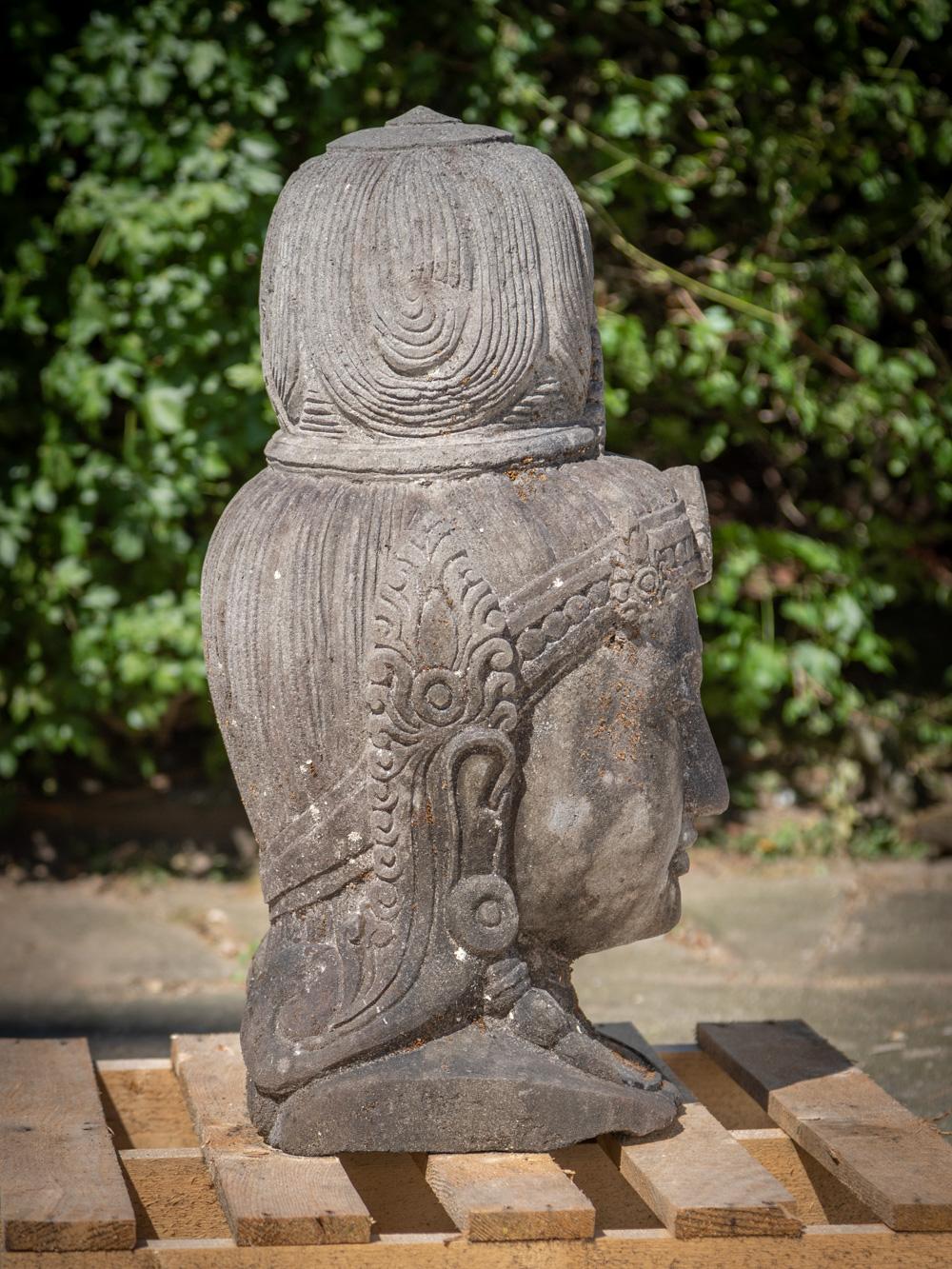 Mid 20th Century Old lavastone head of Shiva from Indonesia  OriginalBuddhas 9