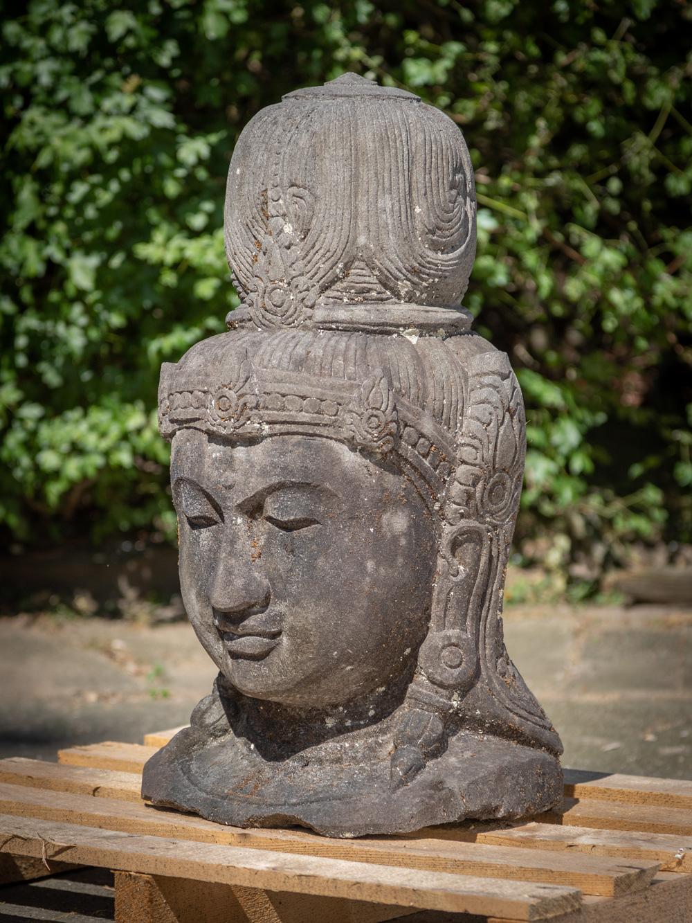 Mid 20th Century Old lavastone head of Shiva from Indonesia  OriginalBuddhas 12