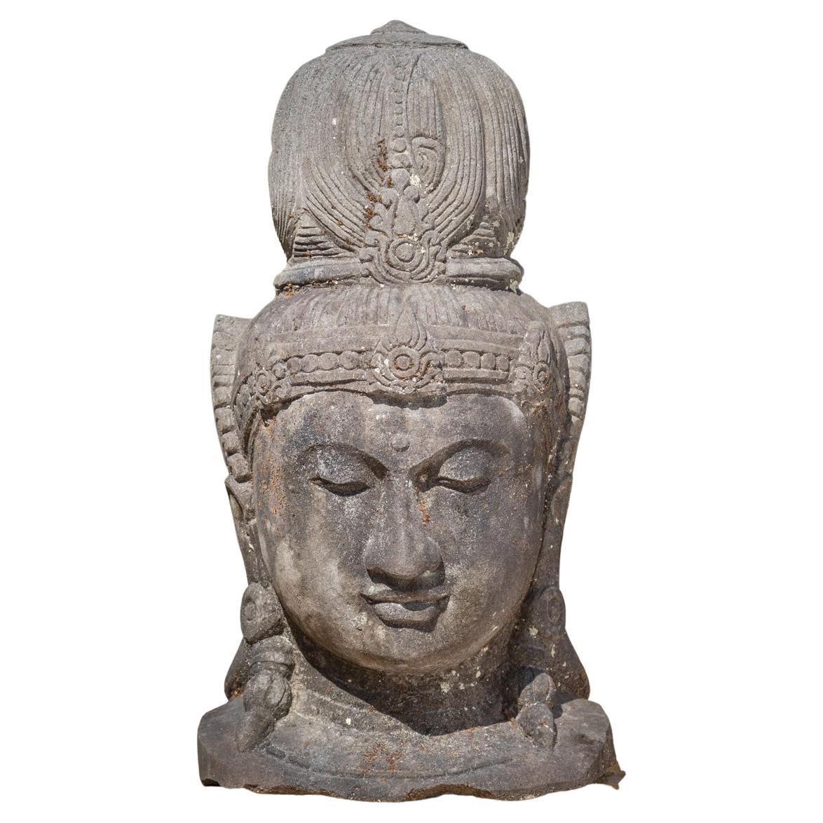 Mid 20th Century Old lavastone head of Shiva from Indonesia  OriginalBuddhas