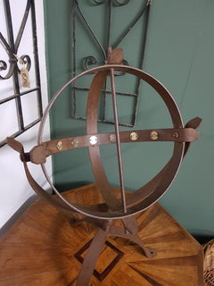 Mid-20th Century Old Metal Sundial with Brass Plates with Roman Numerals