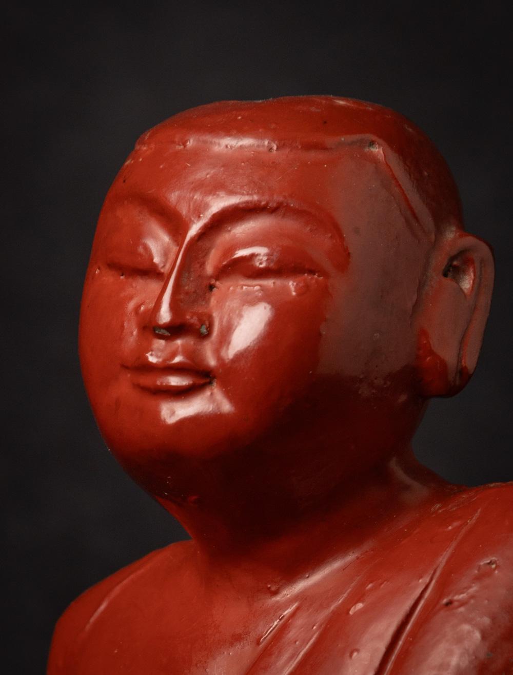 Alte burmesische Monk-Statue aus Holz aus Burma aus der Mitte des 20. Jahrhunderts – OriginalBuddhas im Angebot 6