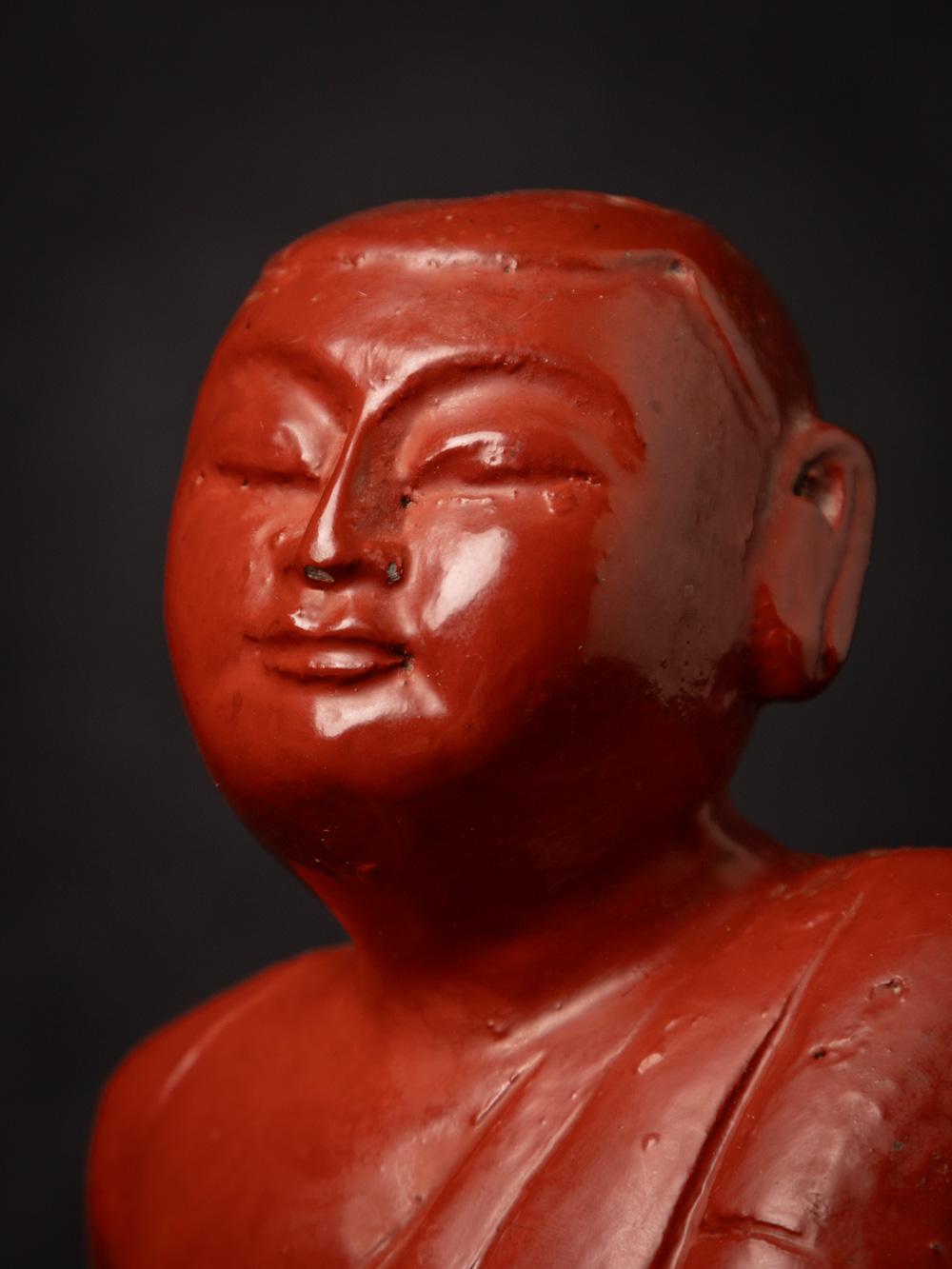 Alte burmesische Monk-Statue aus Holz aus Burma aus der Mitte des 20. Jahrhunderts – OriginalBuddhas im Angebot 9