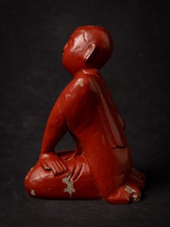 Mid-20th century Old wooden Burmese Monk statue from Burma - OriginalBuddhas