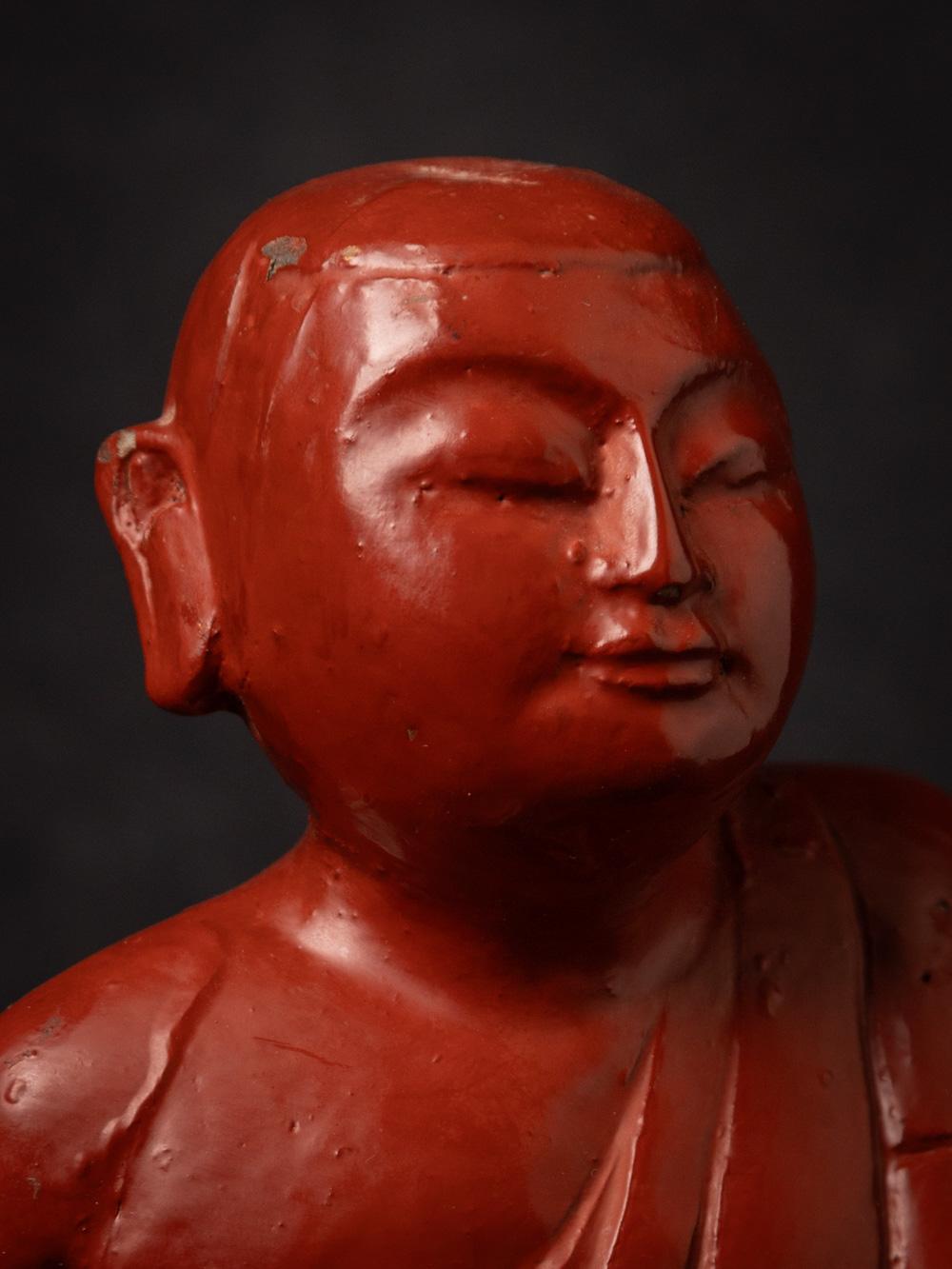 Mid-20th century Old wooden Burmese Monk statue from Burma - OriginalBuddhas For Sale 1