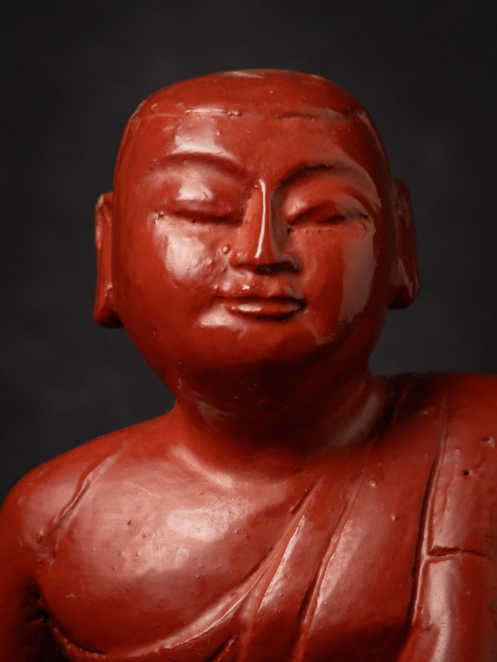 Alte burmesische Monk-Statue aus Holz aus Burma aus der Mitte des 20. Jahrhunderts – OriginalBuddhas im Angebot 4