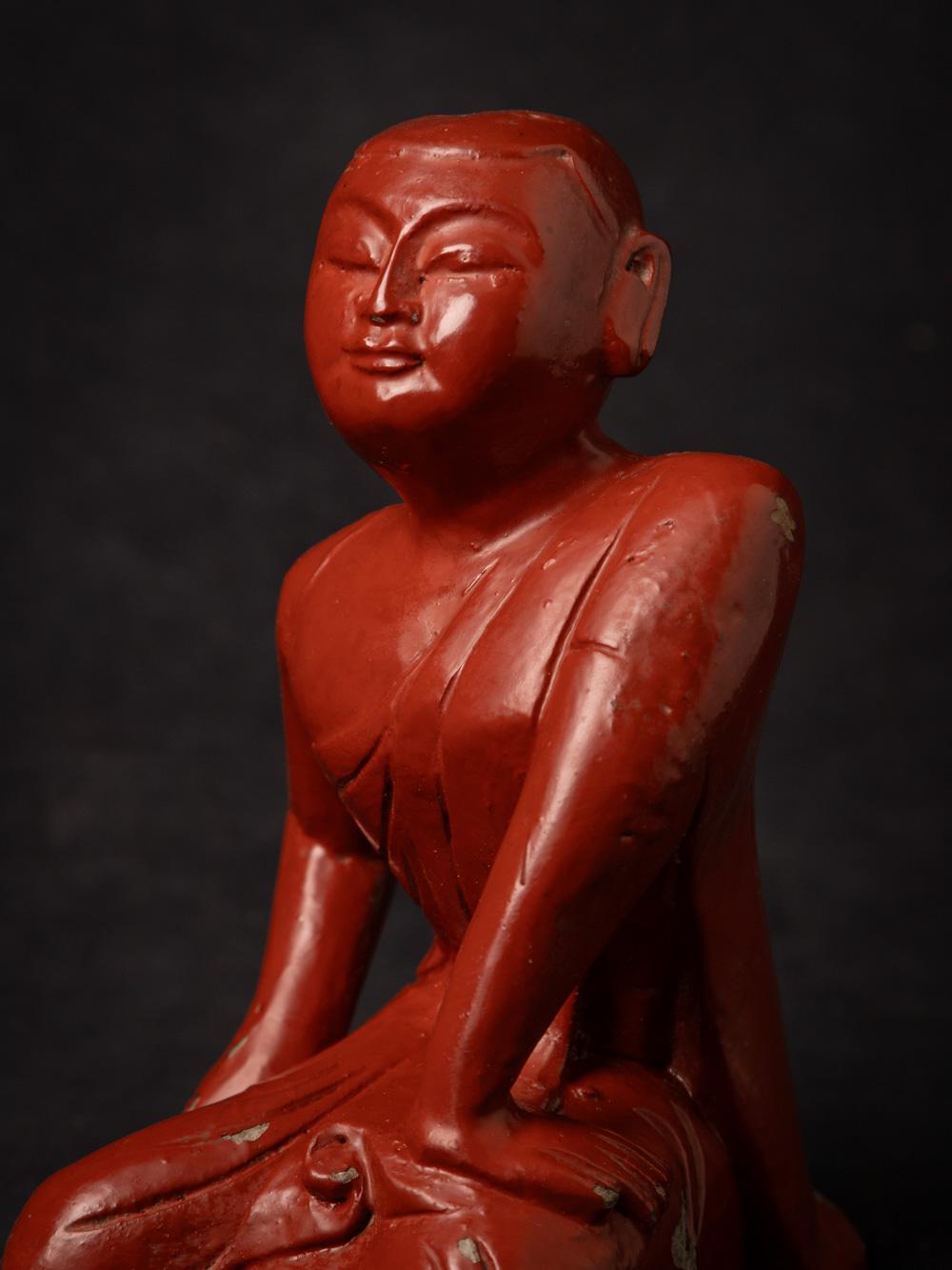 Mid-20th century Old wooden Burmese Monk statue from Burma - OriginalBuddhas For Sale 4