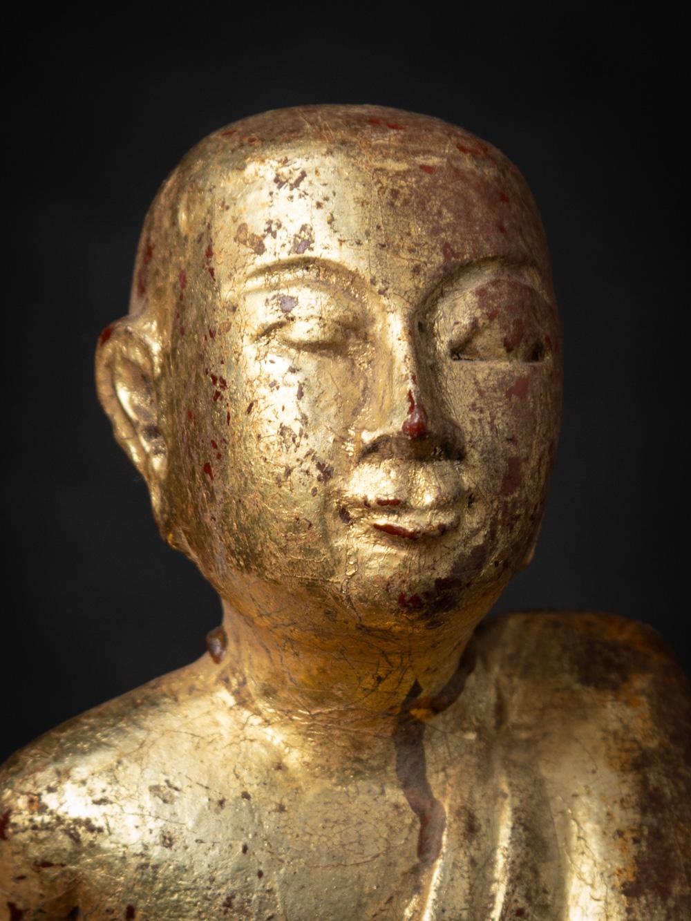 Mid-20th century Old wooden Burmese Monk statue - Original Buddhas 5