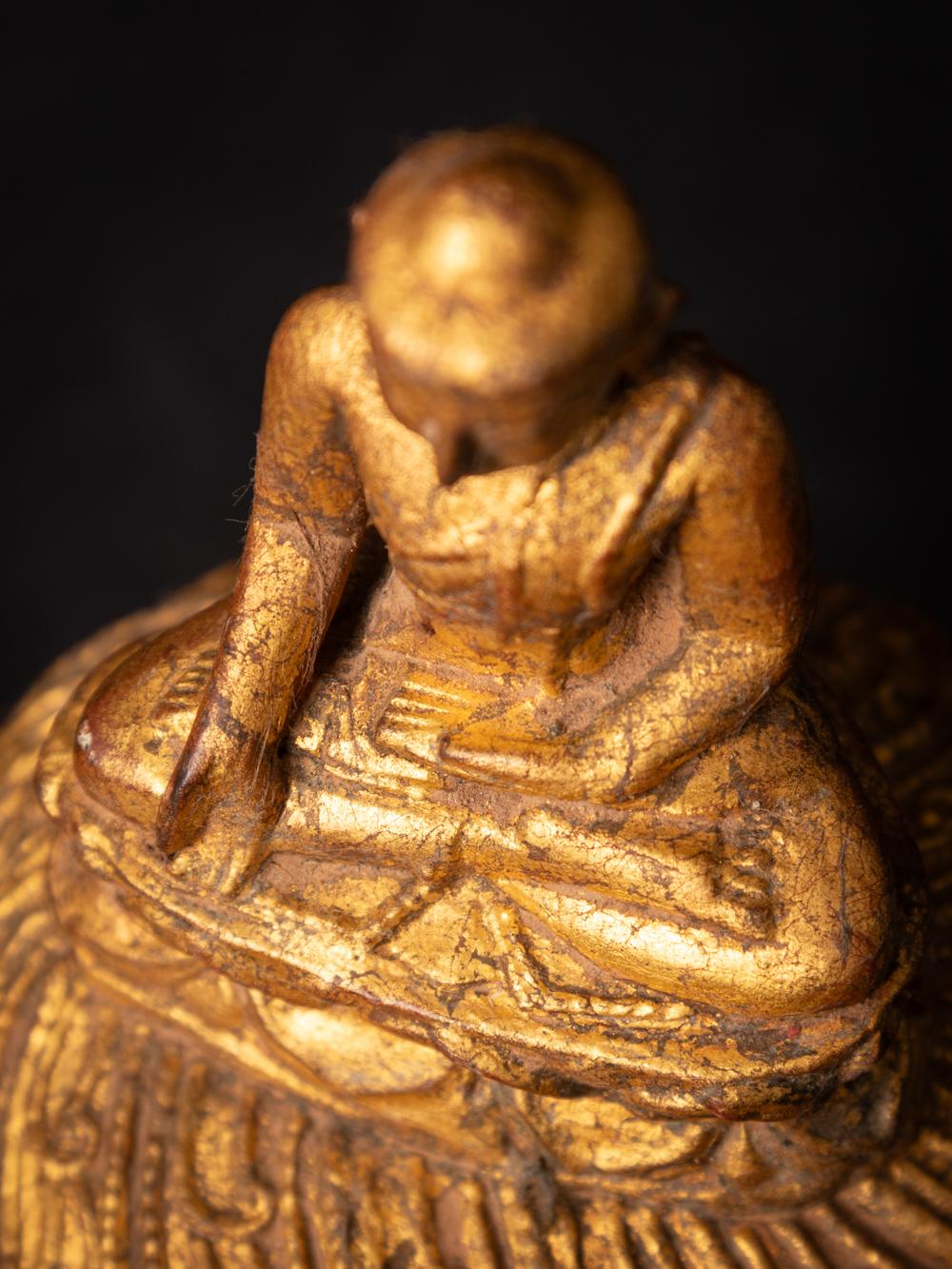 Mid-20th century Old wooden Burmese Monk statue - Original Buddhas 5