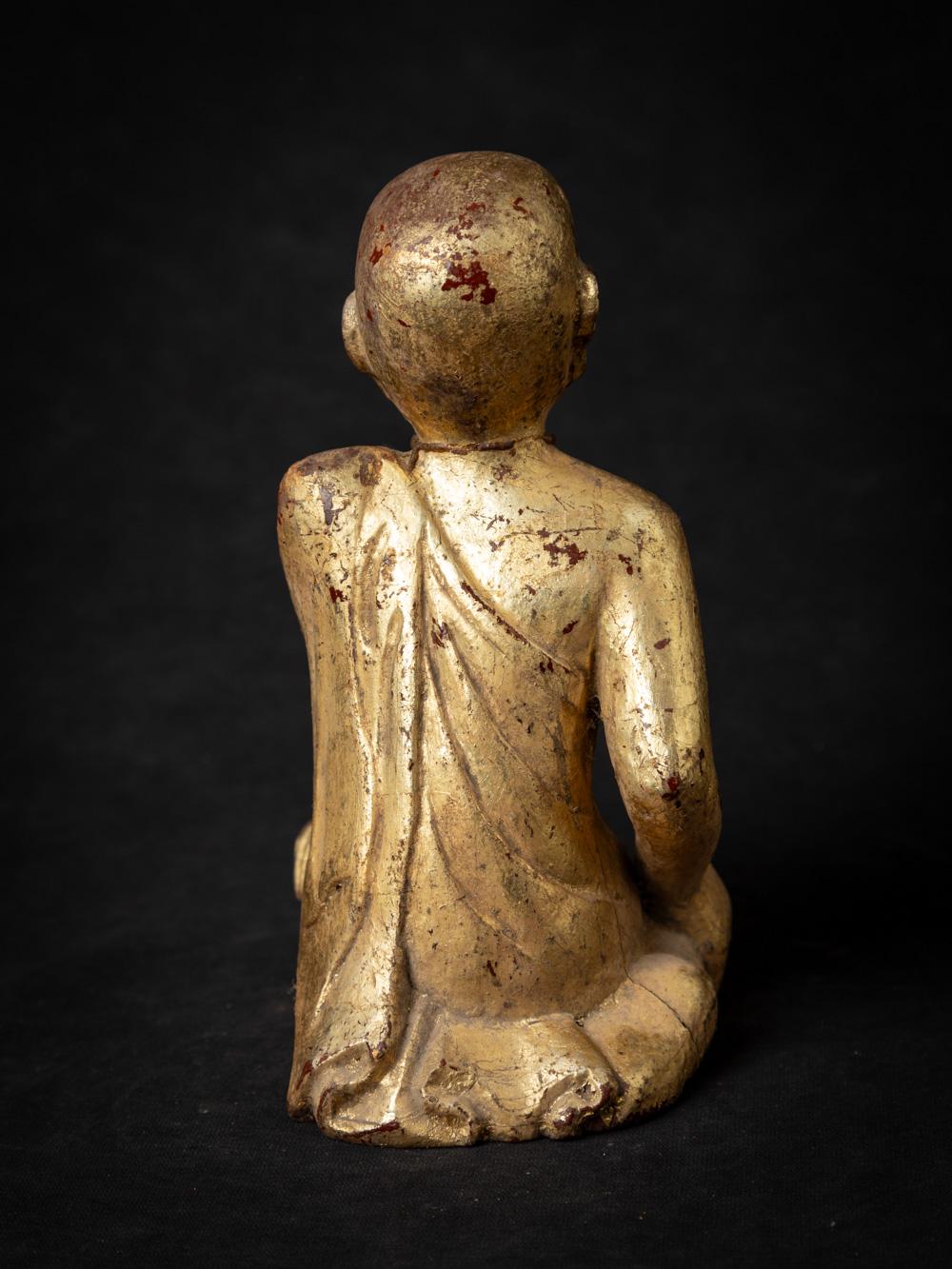 20th Century Mid-20th century Old wooden Burmese Monk statue - Original Buddhas