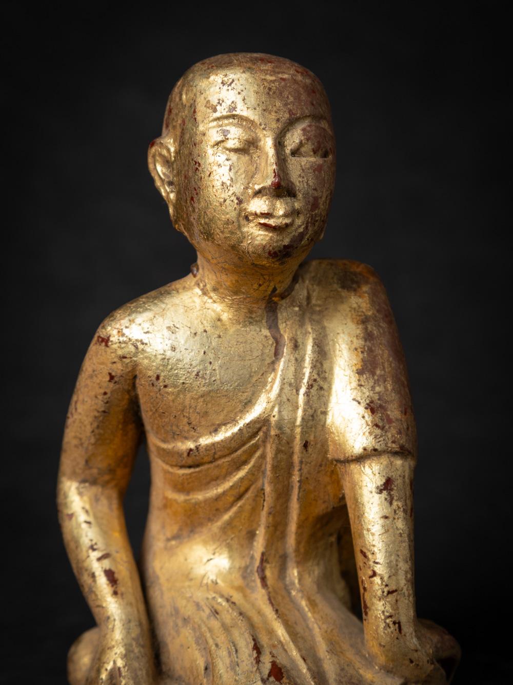 Mid-20th century Old wooden Burmese Monk statue - Original Buddhas 2