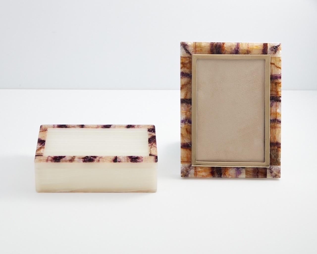 Mid 20th Century Onyx Blue John Picture Frame Decoration Circa 1960 England For Sale 2