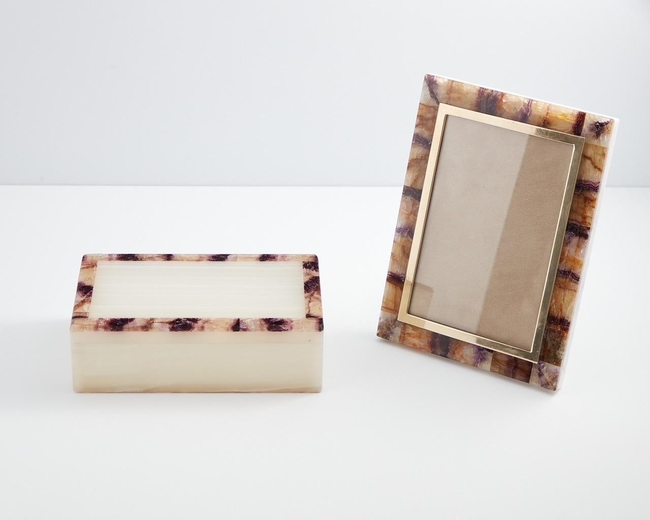 Mid 20th Century Onyx Blue John Picture Frame Decoration Circa 1960 England For Sale 3