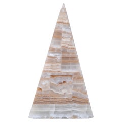 Mid 20th Century Onyx Marble Pyramid Form Table Lamp