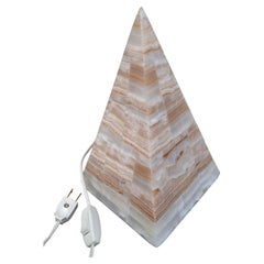 Mid 20th Century Onyx Marble Pyramid Form Table Lamp