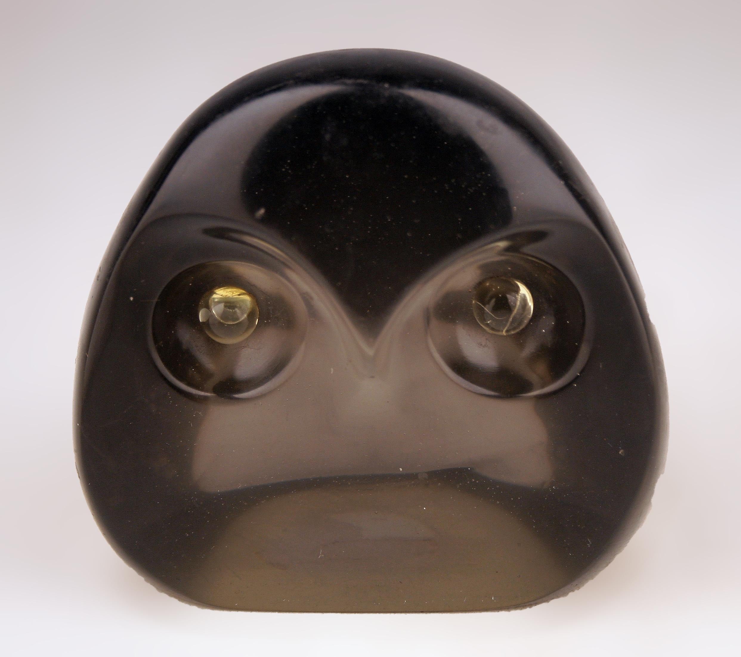 Cast Translucent Acrylic/Lucite Owl Sculpture/Paperweight by Aldemir Martins, Brazil For Sale