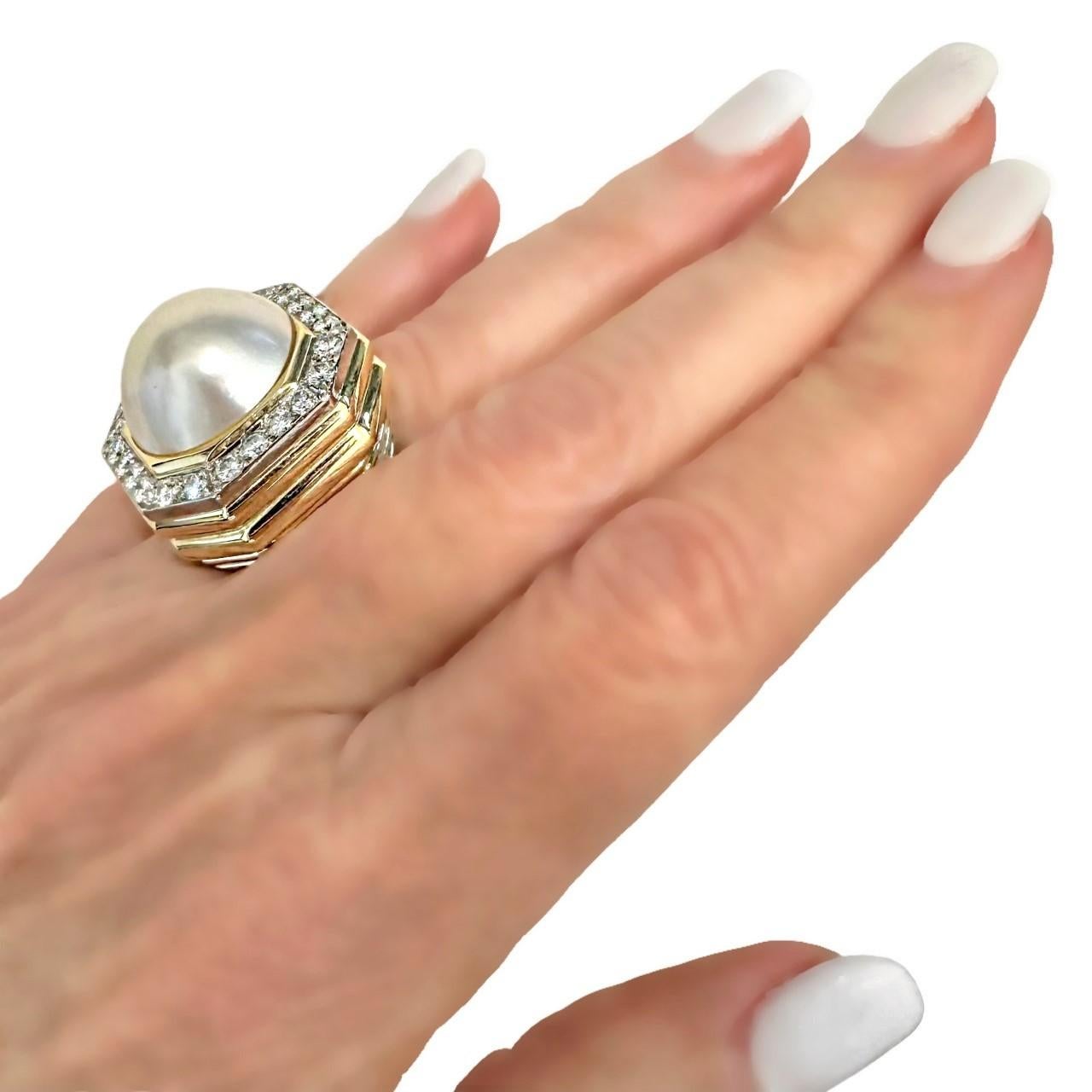 Mid-20th Century Opulence in 18k Gold, Platinum, Mabe Pearl and Diamonds For Sale 3