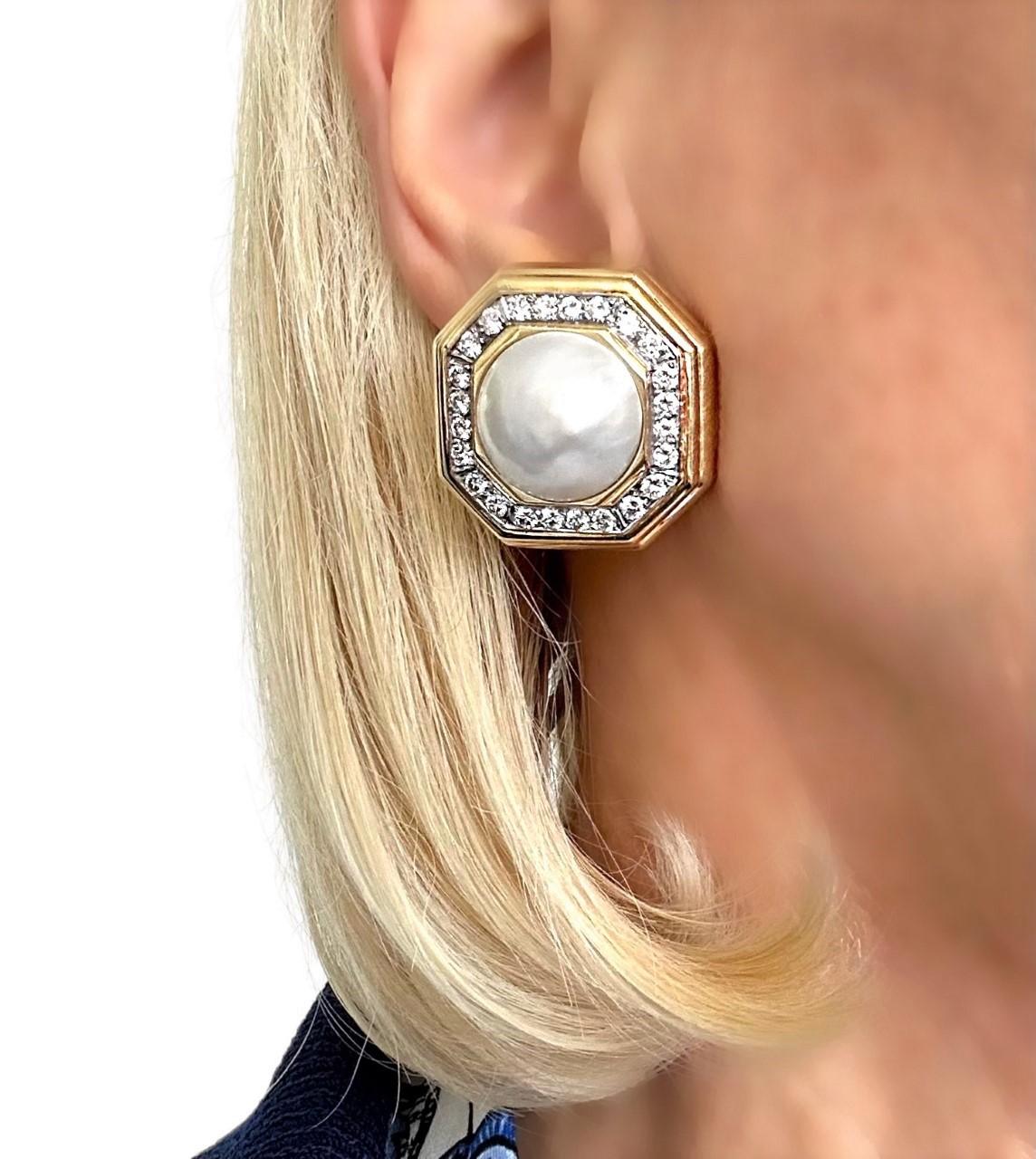 Mid-20th Century Opulence in 18k Gold, Platinum, Mabe Pearl and Diamonds For Sale 5