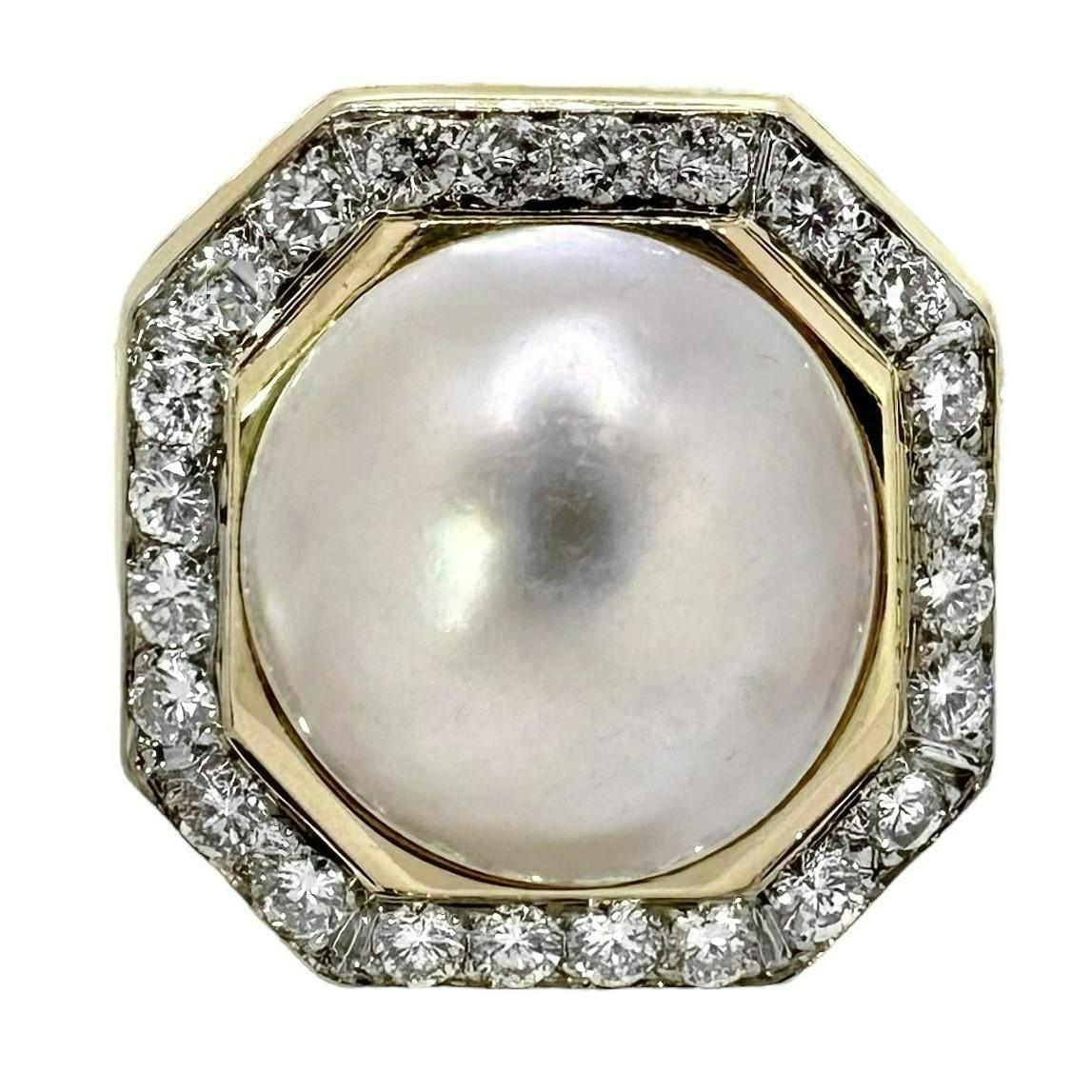 Mid-20th Century Opulence in 18k Gold, Platinum, Mabe Pearl and Diamonds In Good Condition For Sale In Palm Beach, FL