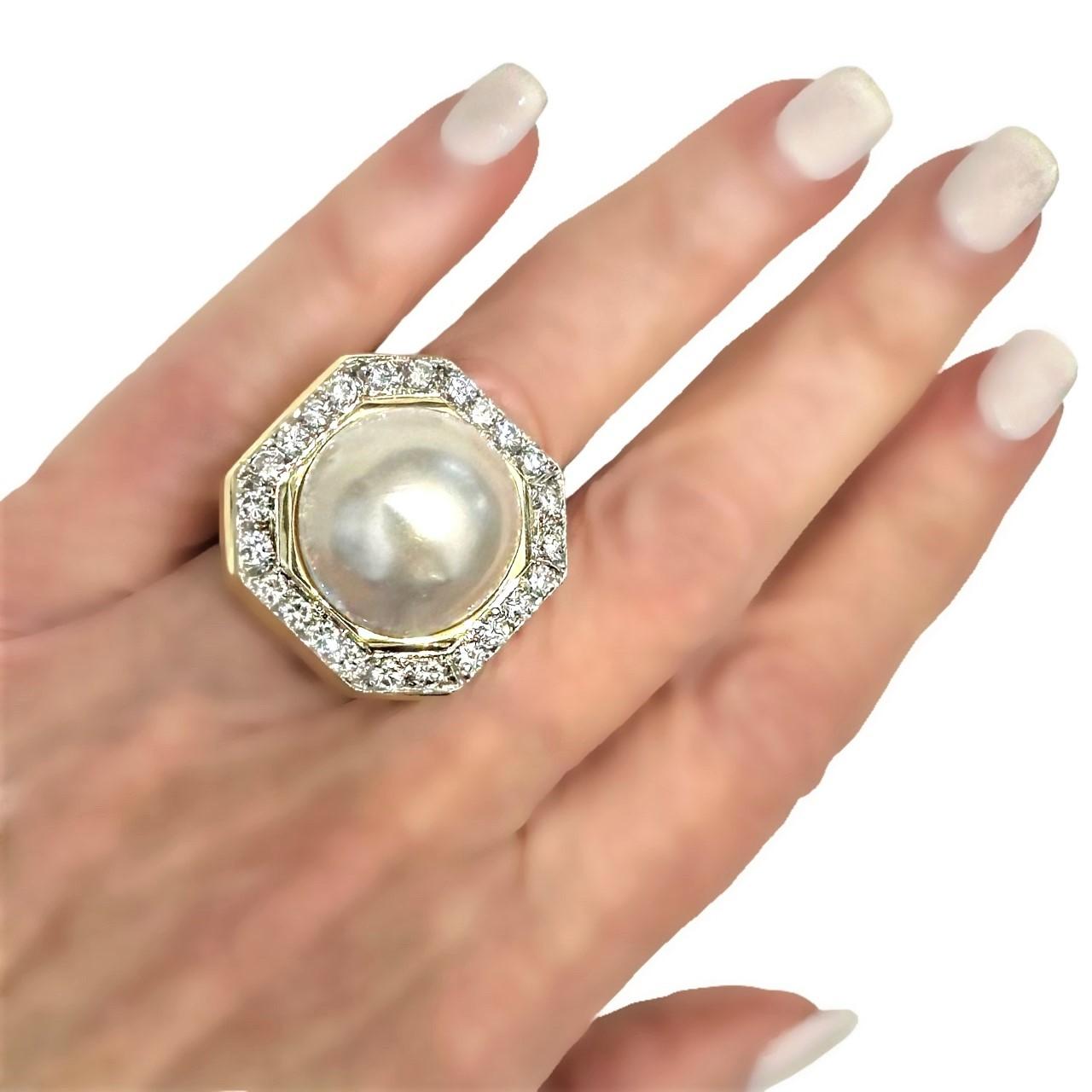 Mid-20th Century Opulence in 18k Gold, Platinum, Mabe Pearl and Diamonds For Sale 1