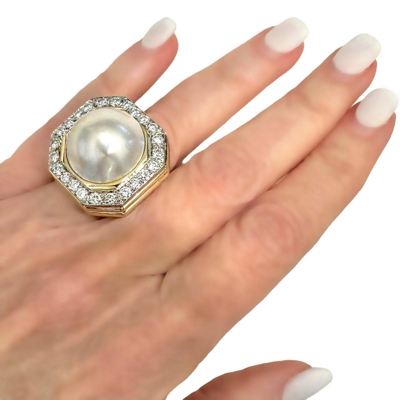 Mid-20th Century Opulence in 18k Gold, Platinum, Mabe Pearl and Diamonds For Sale 2
