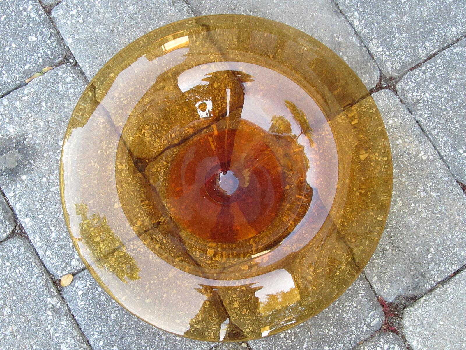 Mid-20th century orange glass centerpiece bowl.