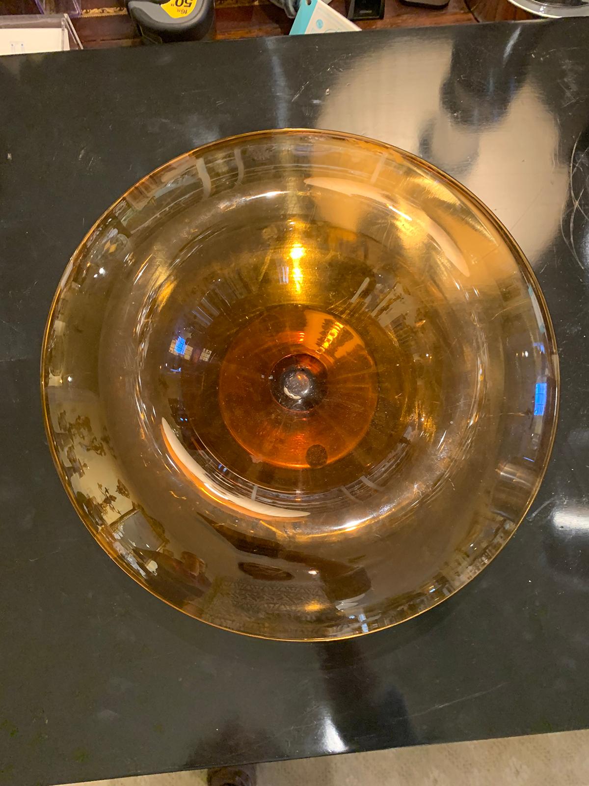 Mid-20th Century Orange Glass Centerpiece Bowl For Sale 4