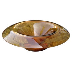 Vintage Mid-20th Century Orange Glass Centerpiece Bowl