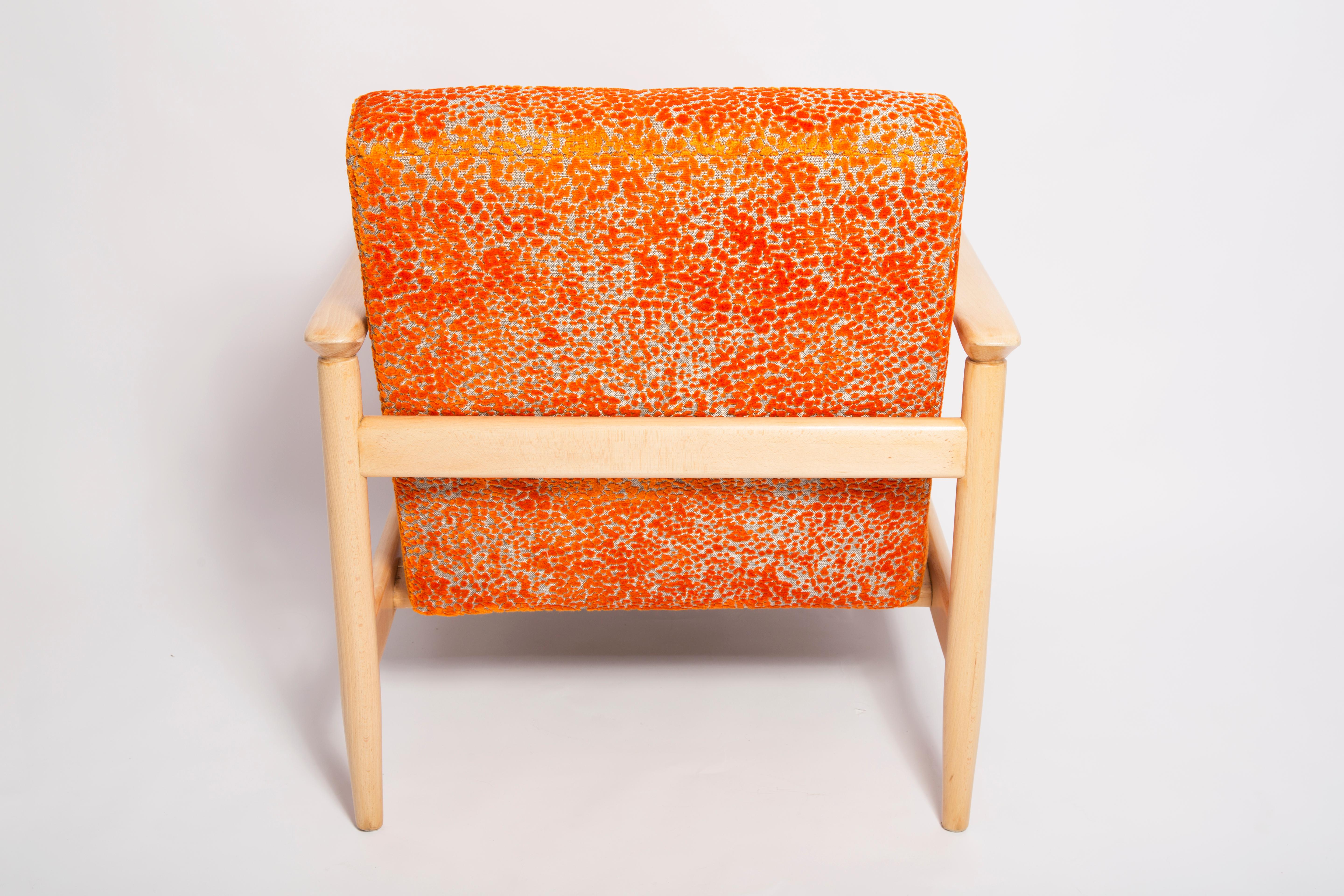 Mid-20th Century Orange Velvet Armchair, Edmund Homa, Europe, 1960s For Sale 2