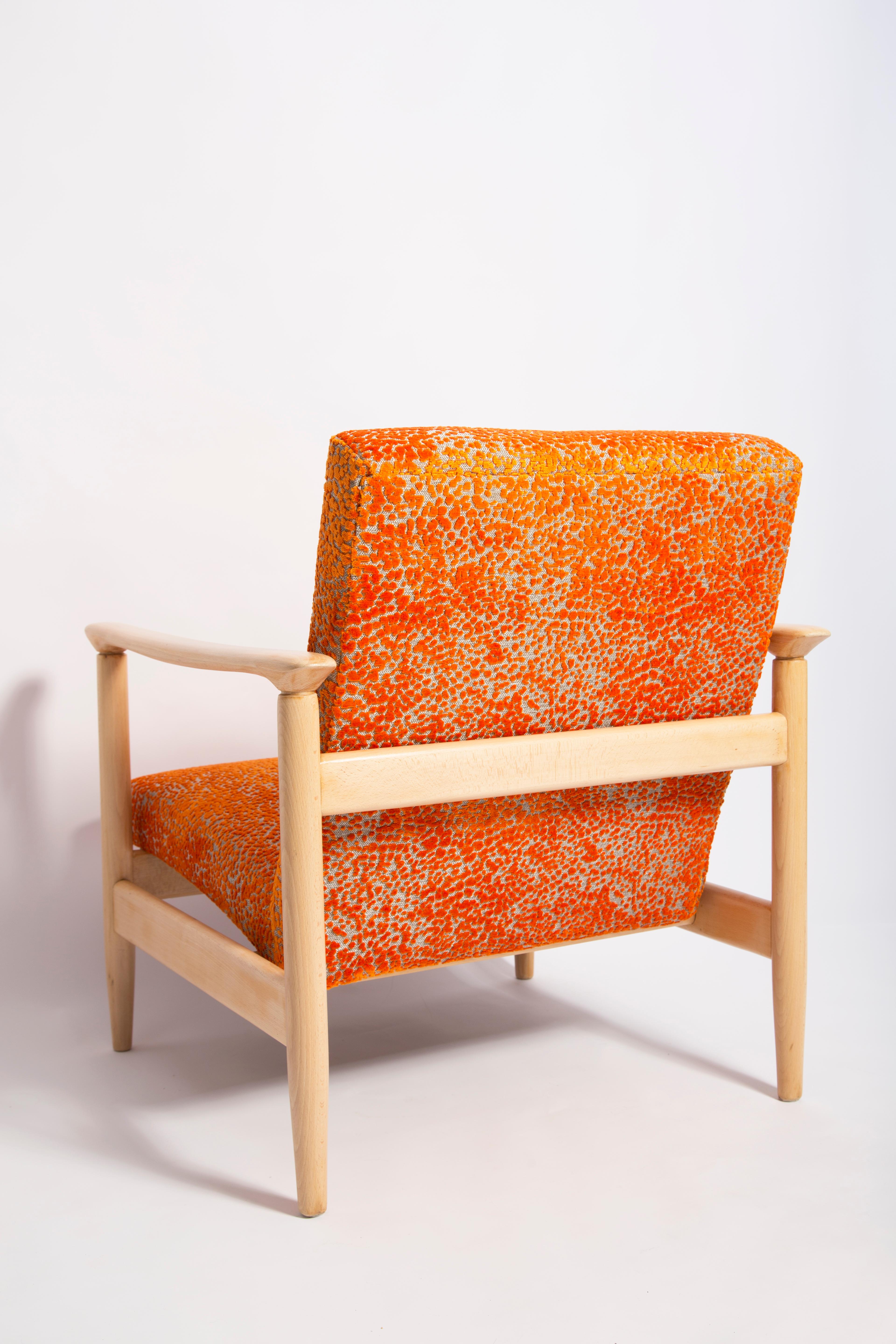Mid-20th Century Orange Velvet Armchair, Edmund Homa, Europe, 1960s For Sale 3