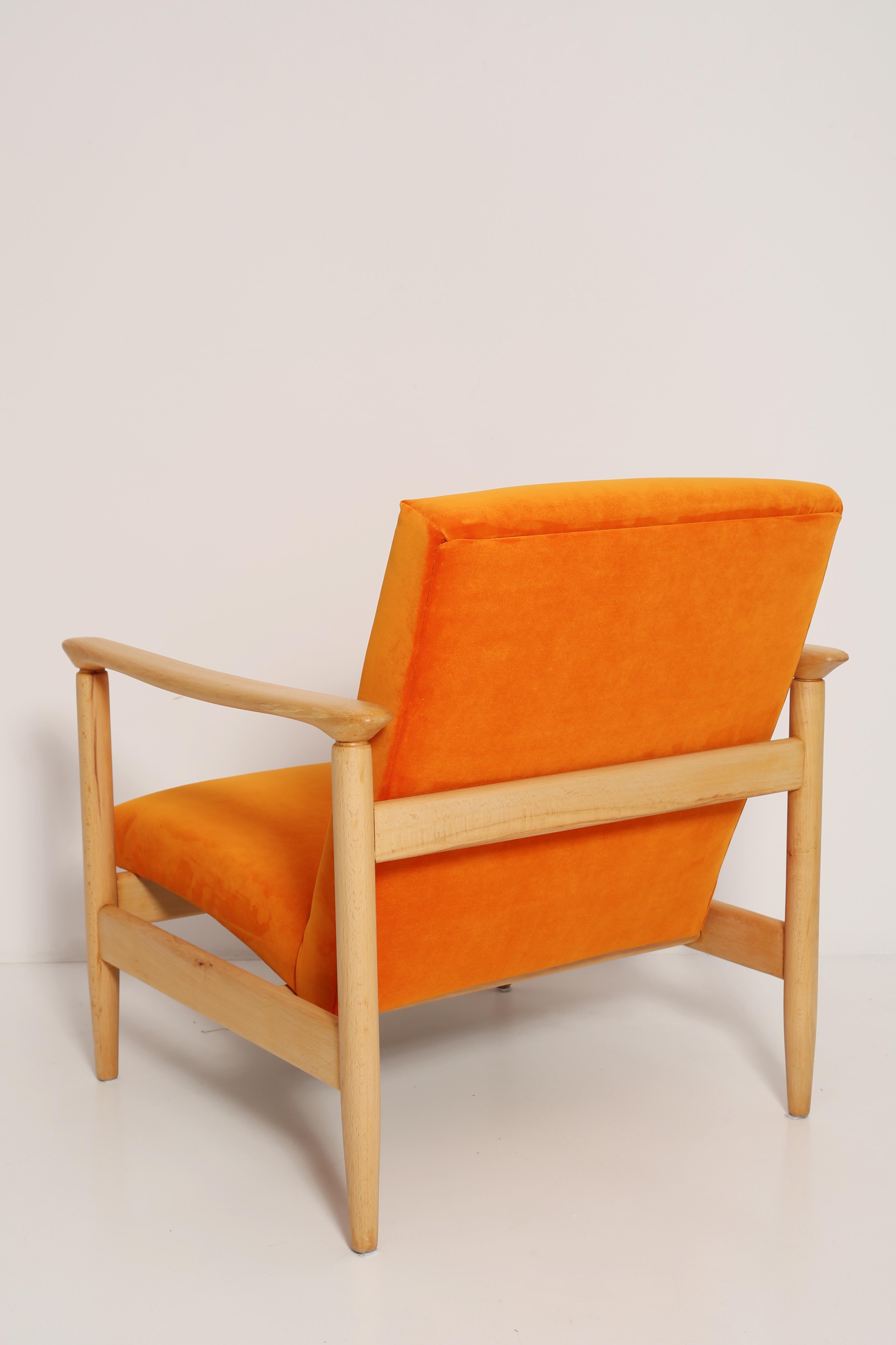 Mid-20th Century Orange Velvet Armchair, Edmund Homa, Europe, 1960s For Sale 6