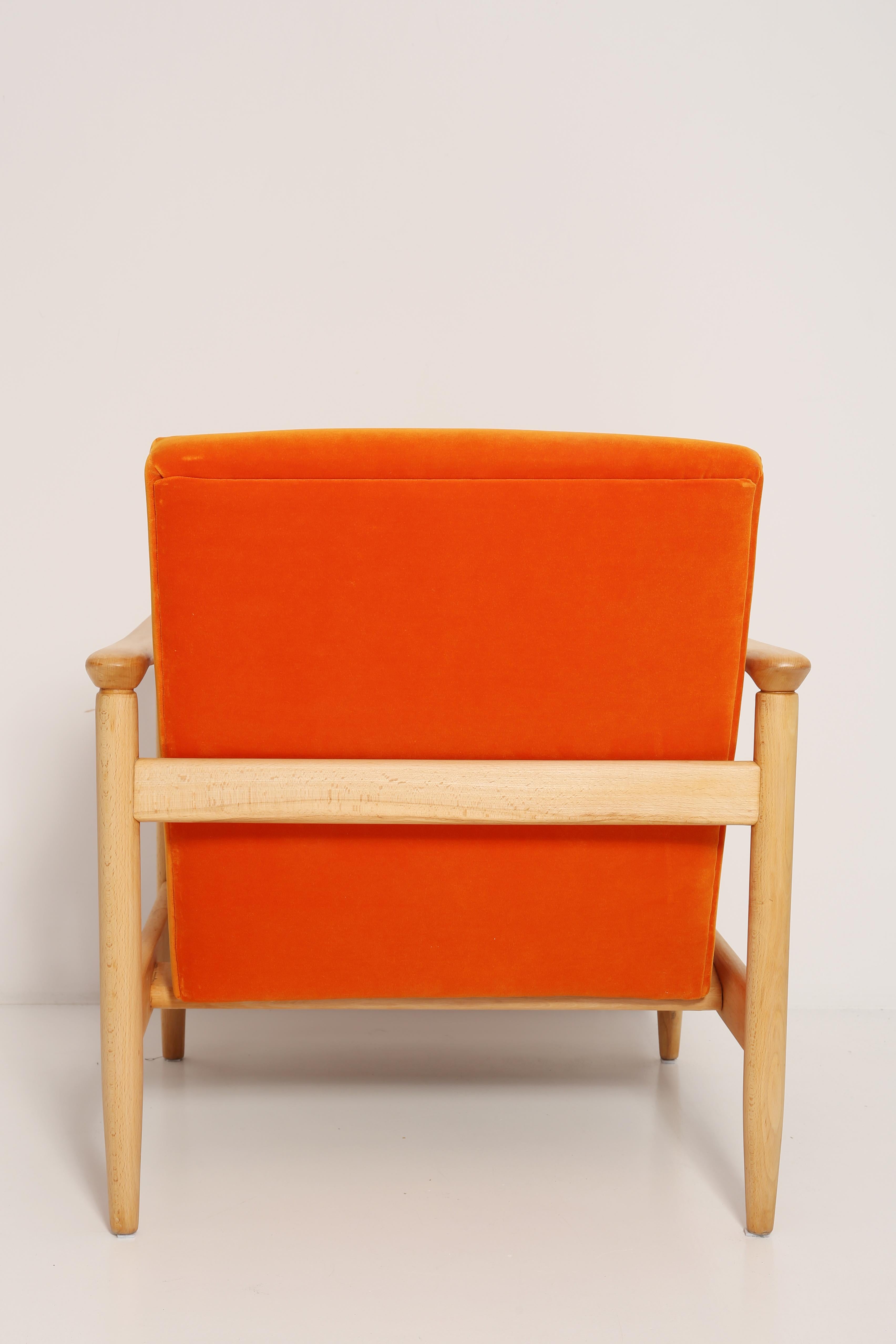 Mid-20th Century Orange Velvet Armchair, Edmund Homa, Europe, 1960s For Sale 7