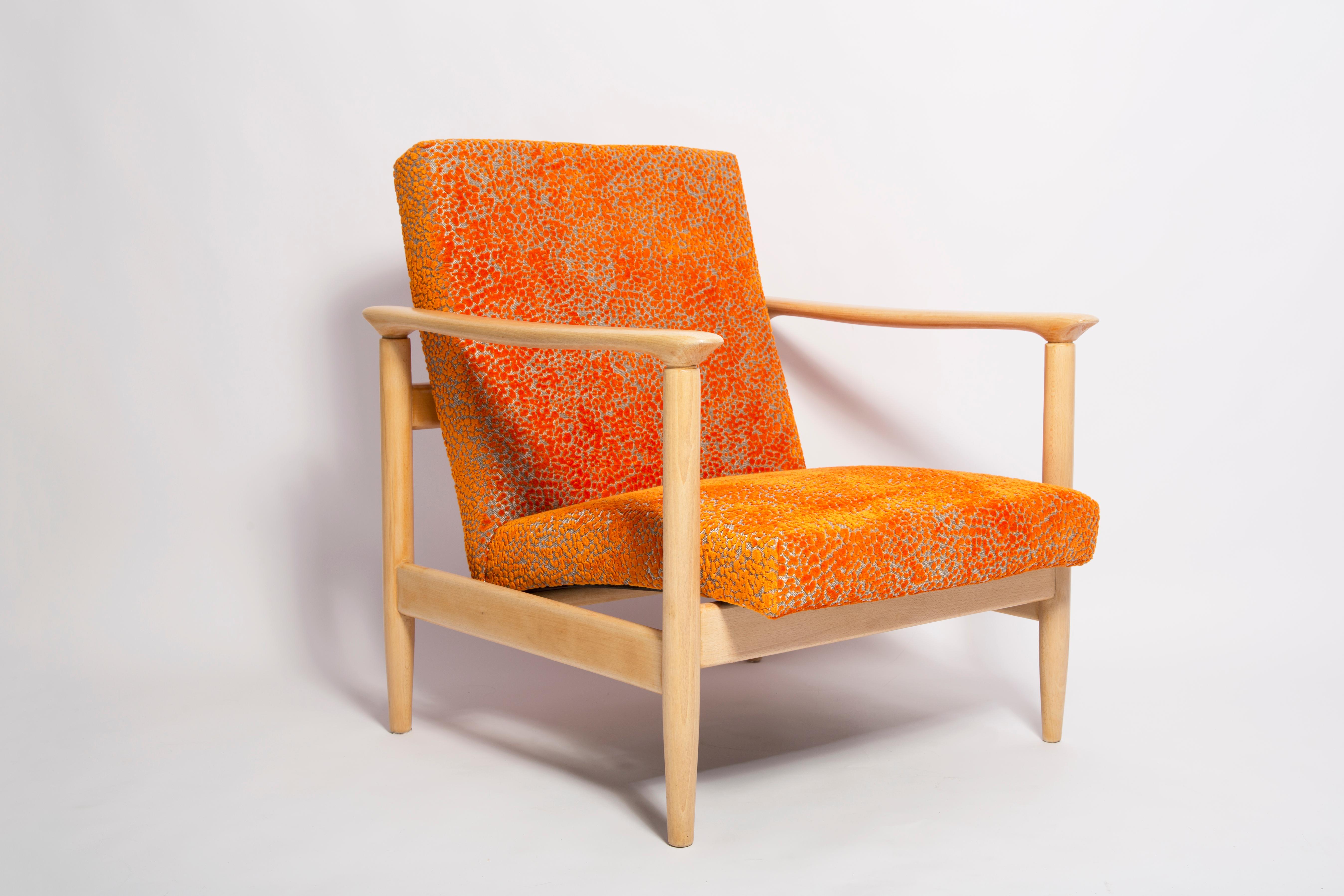 Mid-Century Modern Mid-20th Century Orange Velvet Armchair, Edmund Homa, Europe, 1960s For Sale