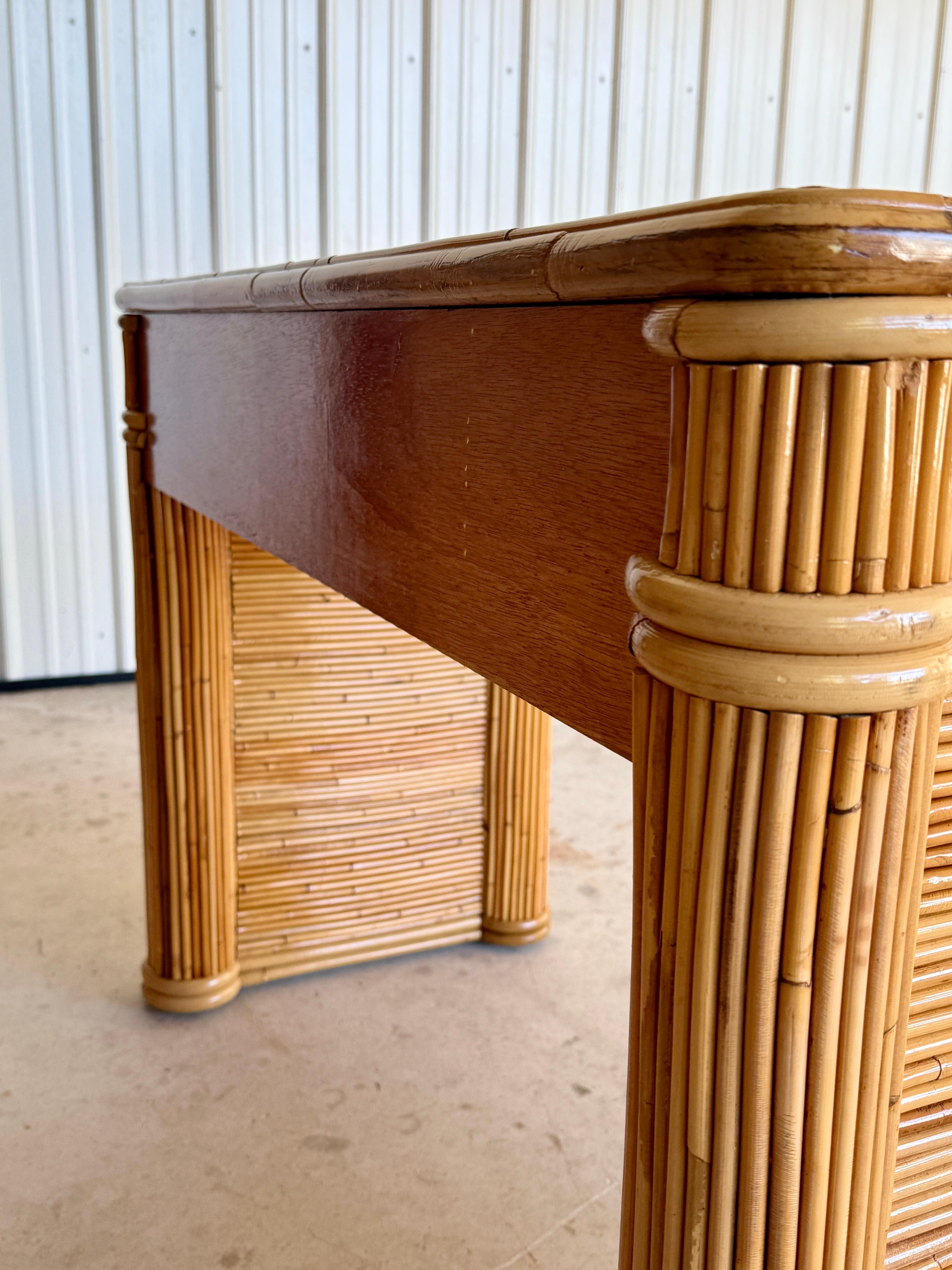 Mid-20th Century Organic Modern Coastal Pencil Reed Desk 4